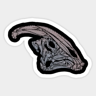 Floral Dinosaur Skull - Parasaurolophus (Dark Background) Sticker